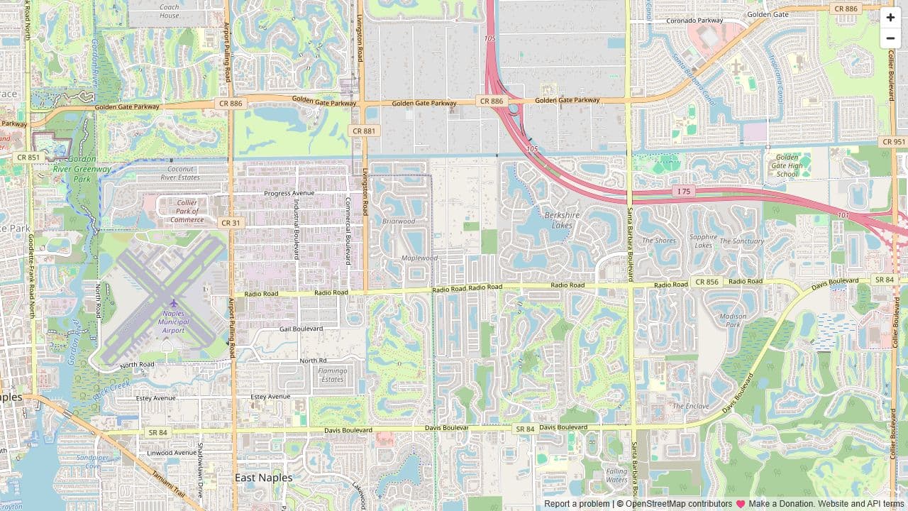 Inland Naples street map used to coordinate marketing and canvass coverage